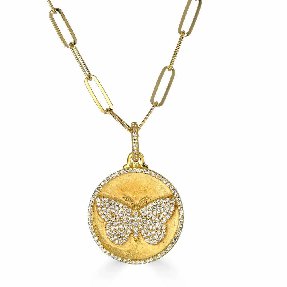 NEW RACHEL REINHARDT women's pave butterfly necklace in gold